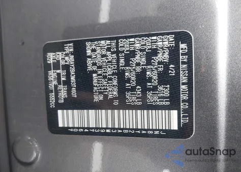 2021 Nissan Armada Sl 2Wd z USA, uszkodzony, nr VIN JN8AY2BA3M9374607